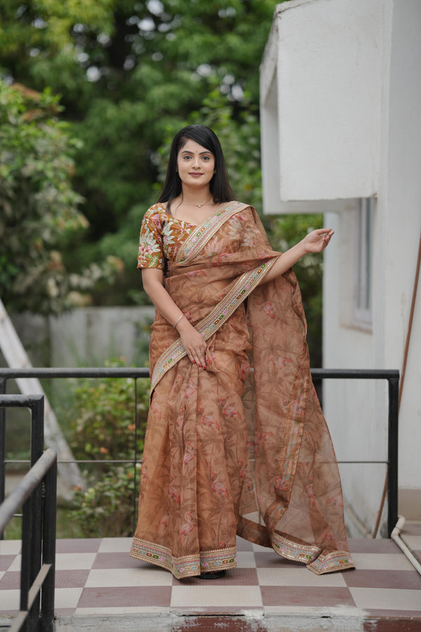 Musturd Beautiful Designer Embroidered Saree by ABHIJAA