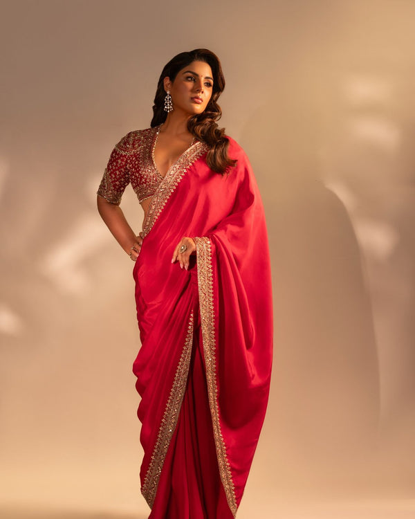 FESTIVE SPECIAL RED COLOR SEQUINS SAREE COLLECTION BY ABHIJAA