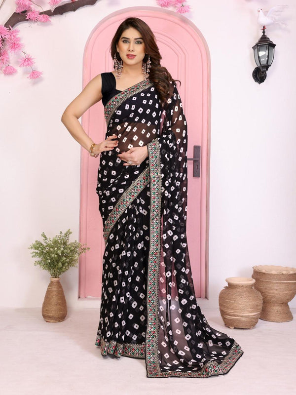 Abhijaa New Party Wear Soft Georgette Bandhej Saree
