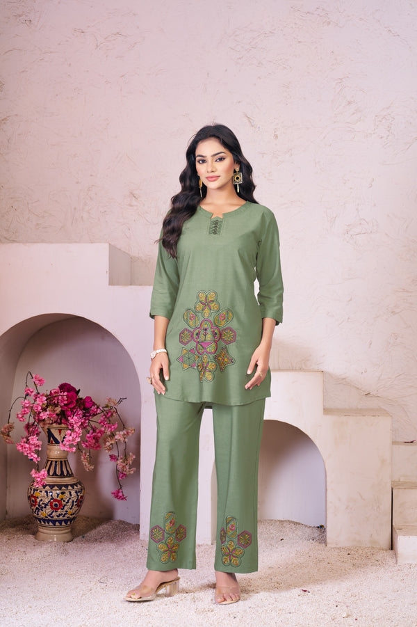 Embroidered Co-Ord Set in Premium Heavy Rayon – By Abhijaa