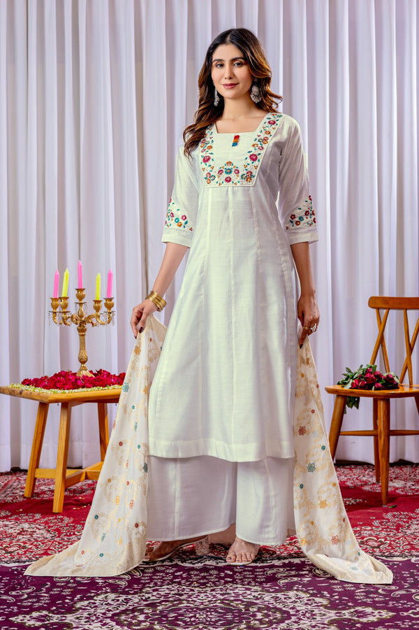 New Launched Elegant Straight Kurti Pant Dupatta Set by Abhijaa