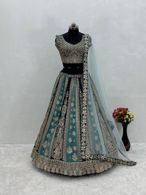 Blue Mirror Magic Lehenga Set – Premium Party Edition