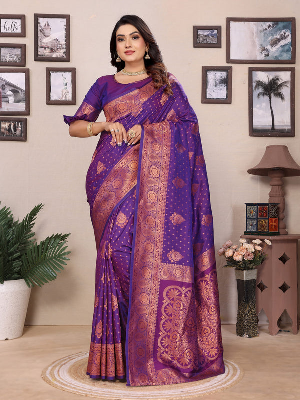 Purple pure Banarasi  saree