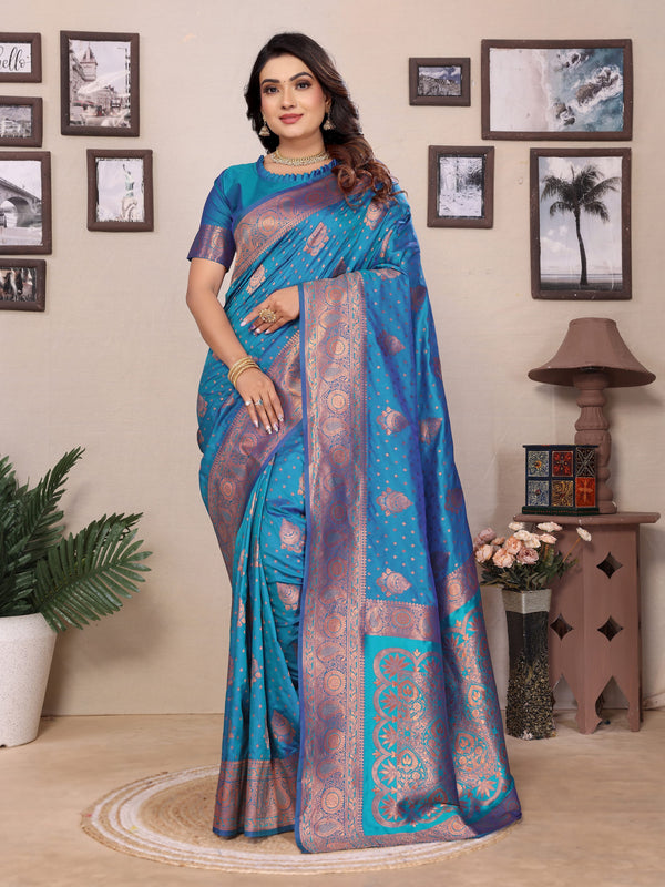 Blue Pure Banarasi  Saree